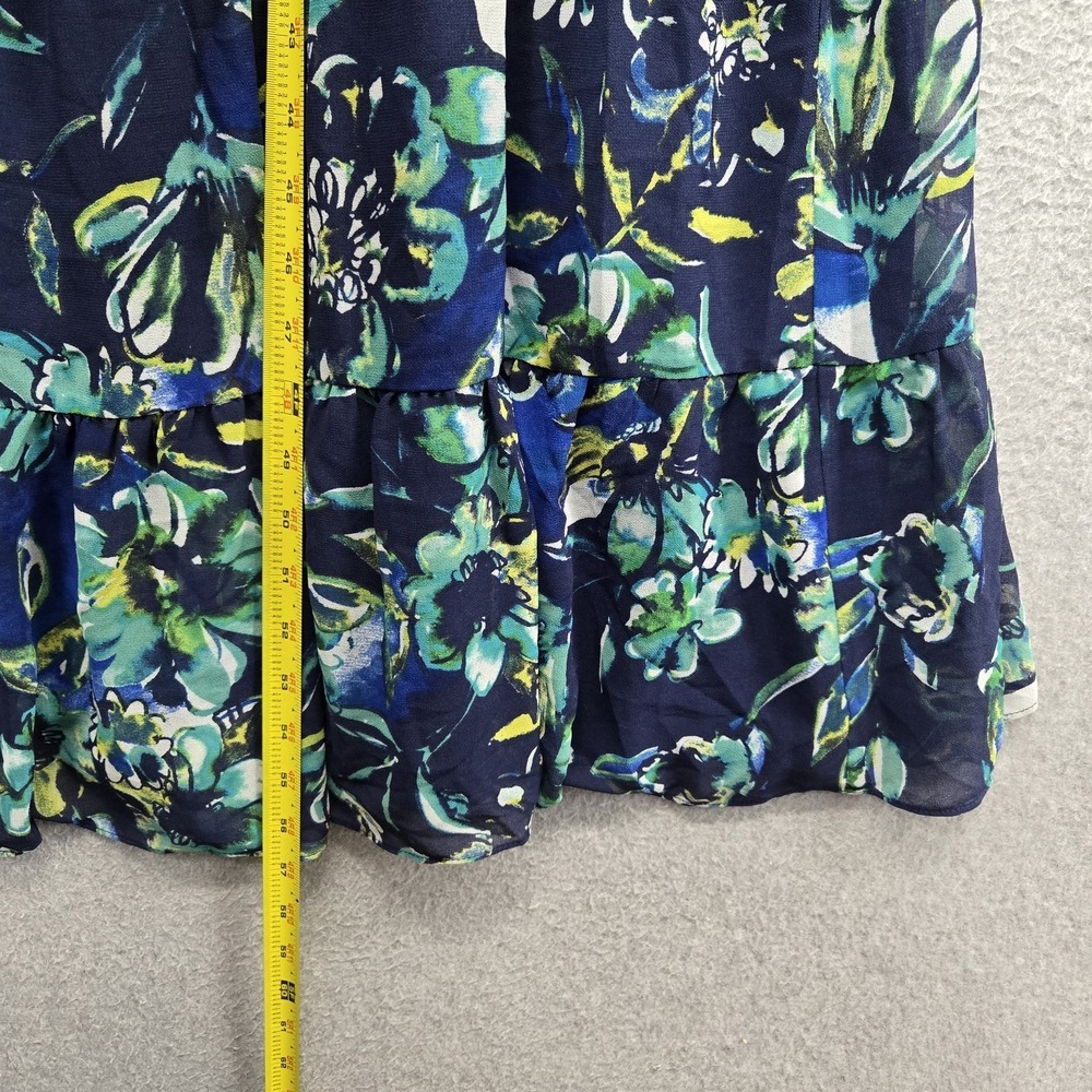 Donna Morgan Women Dress 4 Navy Floral Maxi Milkmaid Chiffon Cottagecore NWT - Picture 6 of 9
